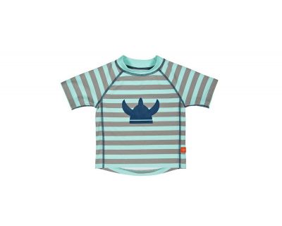 Koszulka T-shirt do pływania Striped aqua, UV 50+, 24-36 mcy