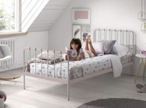 Metalowe łóżko dla dziecka Alice Old Pink