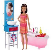 Barbie Mebelki + Lalka Mattel (łazienka)