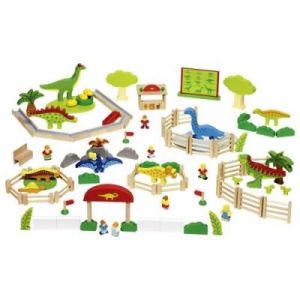 Drewniany park dinozaurów dla dzieci