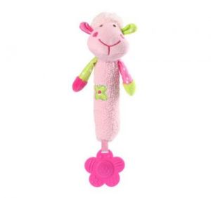 Babyono - Zabawka piszcząca z gryzakiem różowa owieczka