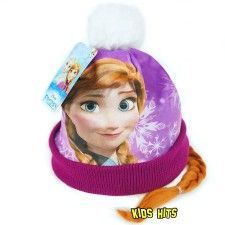 Zimowa czapka z warkoczem Frozen "Anna" 5-8 lat