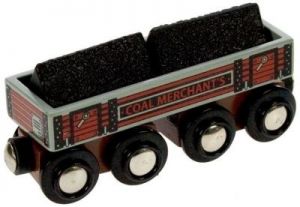 Duży wagon z węglem do zabawy , wyposażenie kolejek drewnianych Bigjigs