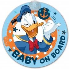 Tabliczka z przyssawką - Baby on Board - Donald