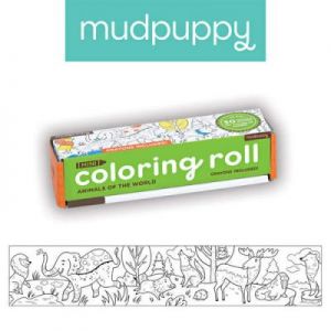 Mudpuppy - Kolorowanka w rolce 76cm z 4 kredkami Zwierzeta Świata