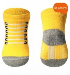 Babyono - Skarpetki bawełniane antypoślizgowe 0m + - żółty