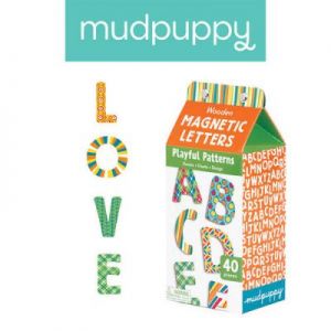 Mudpuppy - Zestaw drewnianych magnesów we wzorki Litery 40 elementów