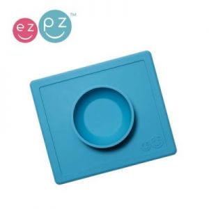 EZPZ - Silikonowa miseczka z podkładką 2w1 Happy Bowl niebieska