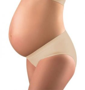 Babyono - Figi pod brzuch dla kobiet w ciąży - beżowe - S