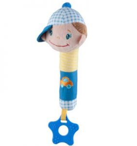 Babyono - Zabawka piszcząca z gryzakiem chłopiec w czapce