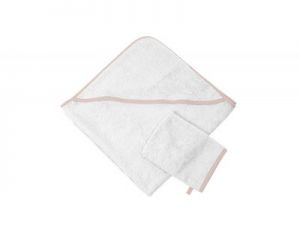 Ręcznik z kapturkiem 80X80cm+myjka frotte biały