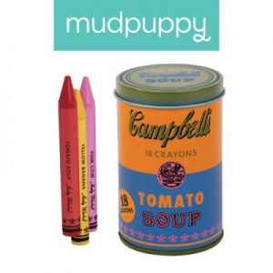 Mudpuppy - Kredki świecowe Andy Warhol 18 sztuk w pomarańczowej puszce