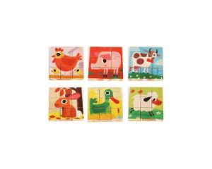 Djeco, drewniane klocki puzzle - Zwierzęta