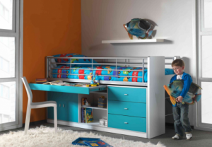 Łóżko piętrowe dla dzieci Bonny Turkus z szufladami