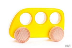 Autobus drewniany żółty - zabawka dla dzieci