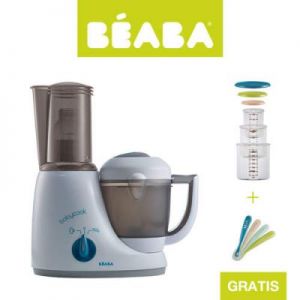 Beaba - Urządzenie do gotowania dla niemowląt Babycook® Original Plus grey/blue z 4 łyżeczkami i kom