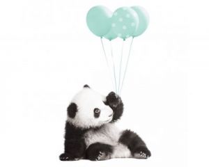 Dekornik , Naklejka Panda Balony Mięta 55x92 cm