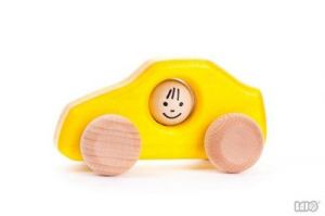 Autko drewniane żółta - zabawka dla dzieci