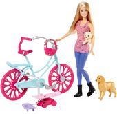 Barbie na rowerze z pieskami Mattel