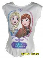 Koszulka Frozen "Elsa i Ann" Biała "Frędzelki" 5 lat