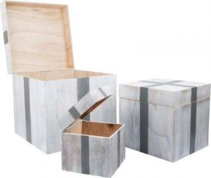 Drewniane pudełka prezentowe - 3 szt