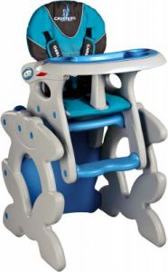 Krzesełko do karmienia + stolik Caretero Primus Niebieskie + PUZZLE