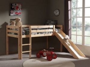 Łóżko piętrowe dla dzieci Pino ze zjeżdżalnią - sosna naturalna