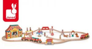 Cyrk kolejka drewniana zestaw 52 części - zabawka dla dzieci
