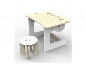 Guzik - biurko dla dziecka z taboretem biały Planeco