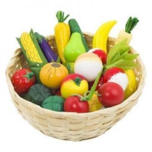 Zabawa w sklep - kosz z warzywami i owocami - 23 elementy