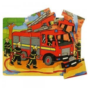 9 elementowe puzzle ze szczegółami - wóz strażacki
