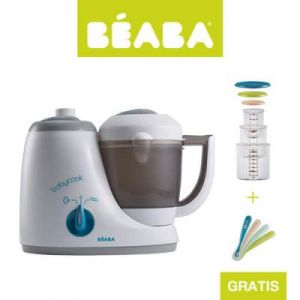 Beaba - Urządzenie do gotowania dla niemowląt Babycook® Original grey/blue z 4 łyżeczkami i komplete