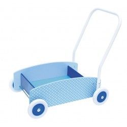 Drewniany chodzik, wózek -pchacz blue