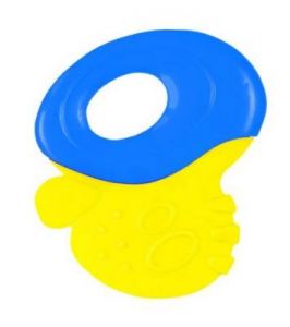 Babyono - Gryzaczek z grzechotką - żółto - niebieski