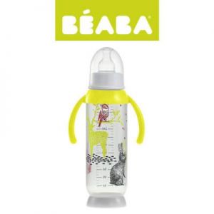 Beaba - Butelka antykolkowa z uchwytem 330ml Bunny yellow