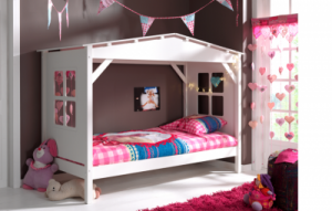 Łóżko drewniane dla dziecka pojedyncze Pino - sosnowy biały domek