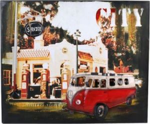 Metalowy szyld Hippie-Bus w stylu Vintage - artykuły dekoracyjne