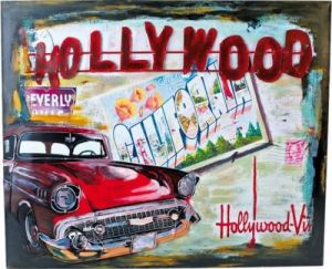 Metalowy szyld Hollywood w stylu Vintage - artykuły dekoracyjne
