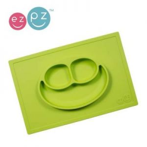 EZPZ - Silikonowy talerzyk z podkładką 2w1 Happy Mat zielony