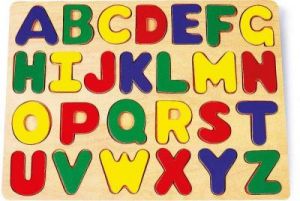 Drewniana układanka - Alfabet, nauka literek dla dzieci