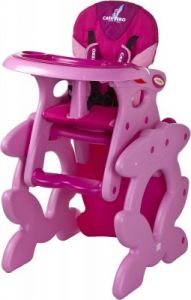 Krzesełko do karmienia + stolik Caretero Primus Różowe + PUZZLE