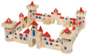 Zamek z drewnianych klocków dla dzieci, 145 elementów