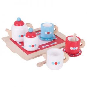 Drewniany serwis do herbaty do zabawy dla dzieci - zestaw 10 elementów
