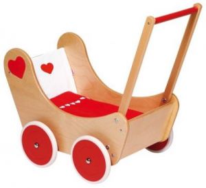 Wózek drewniany dla lalek Serduszko