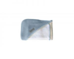 Ręcznik z kapturkiem + myjka SQUARE - 100% bambus organiczny (biały&niebieski jeans)