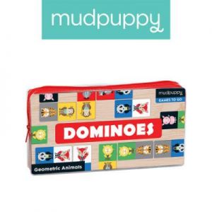 Mudpuppy - Gra Domino w podróżnym opakowaniu Geometryczne Zwierzęta