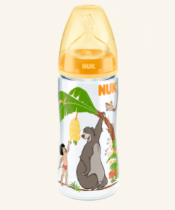 Butelka NUK First Choice Plus Księga Dżungli 300 ml, ze smoczkiem silikonowym - 6-18 m - żółta