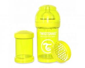 Twistshake, Butelka antykolkowa do karmienia 180ml żółta