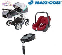 Wózek Milu Kids Starlet 4w1 Fotel MAXI COSI PEBBLE + BAZA FAMILYFIX