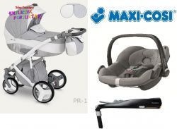 Wózek Camarelo Pireus 4w1 Fotel MAXI COSI PEBBLE + BAZA FAMILYFIX